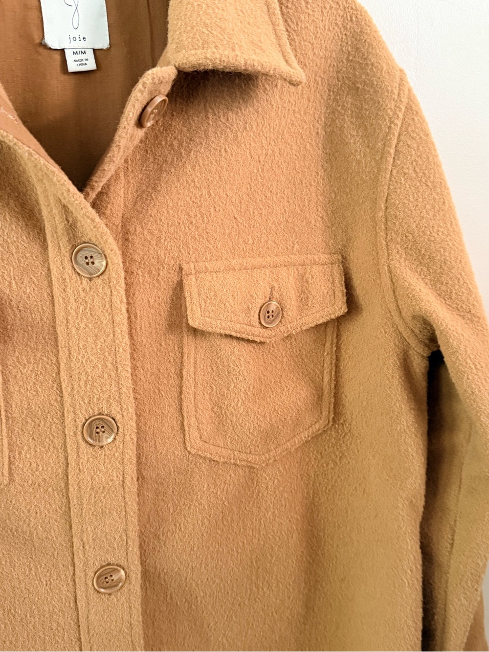 Joie Utility Shacket Jacket Women’s Size M Tan Camel Oversized Button Down - Picture 6 of 9